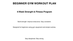 4 week plan for beginners - Training Plan
